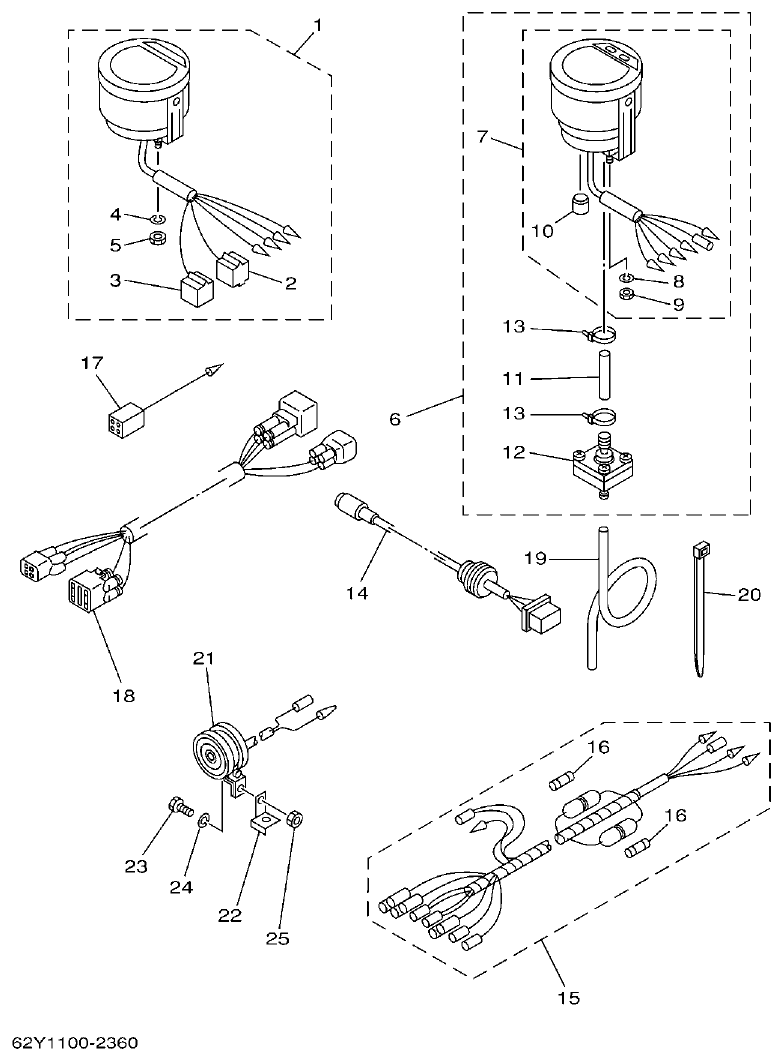 Yamaha F50A, FT50B METER parts diagram